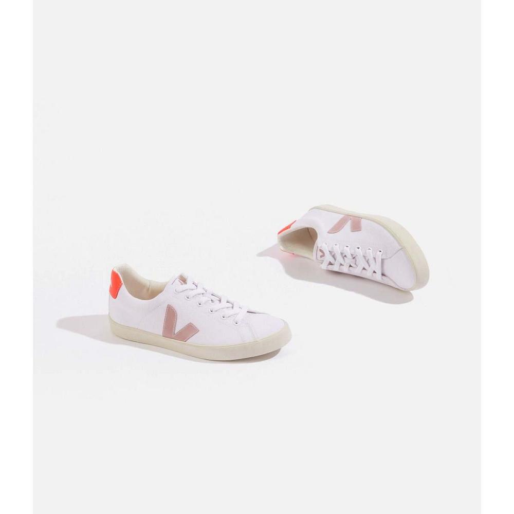 Veja ESPLAR SE CANVAS Schoenen Dames White/Orange | BE 512XYU